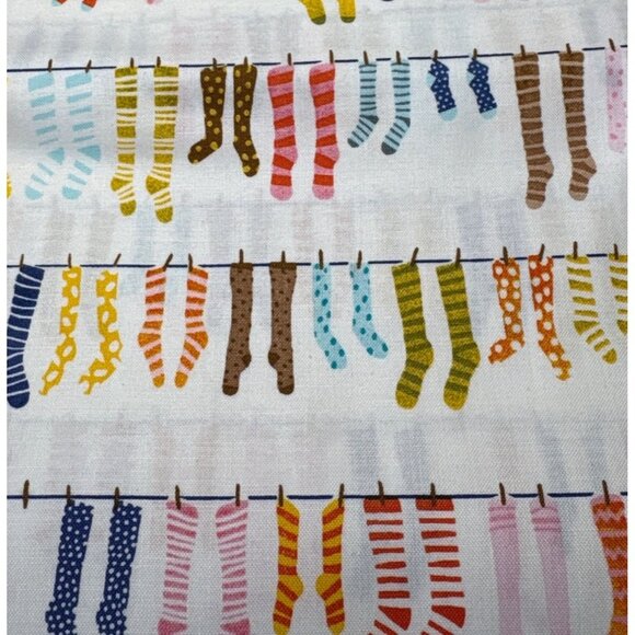 Windham Fabrics 1/2 yard Organic Cotton Fabric with Colorful Socks Pattern - Picture 1 of 8